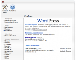 Fantastico Wordpress New Installation