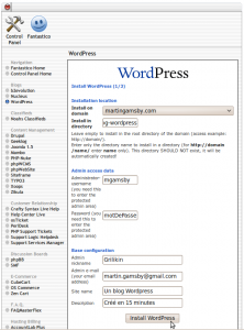 Fantastico Wordpress site details